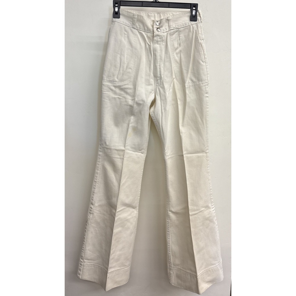 True 70s Vintage Wrangler Flare Leg High Waist Jeans Cream Color 27 X 32